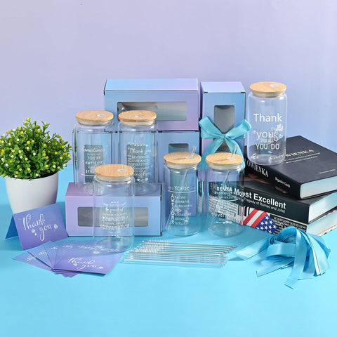 OLSUNOR glass cups with bamboo lids for hot and cold drinks