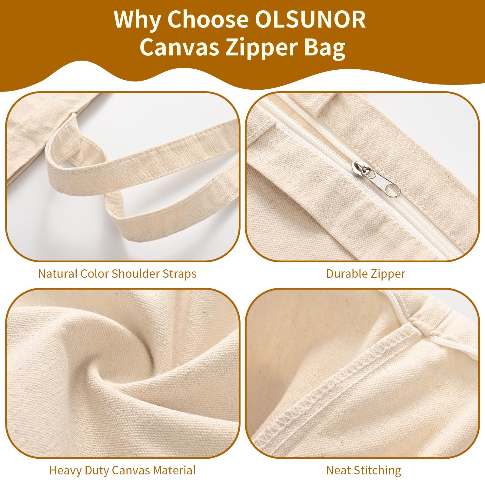 Long-handle design on OLSUNOR tote ideal for easy carrying.
