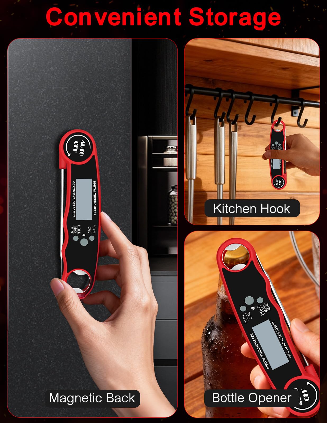 Olwaiy meat thermometer auto-on-off simplifies everyday cooking.