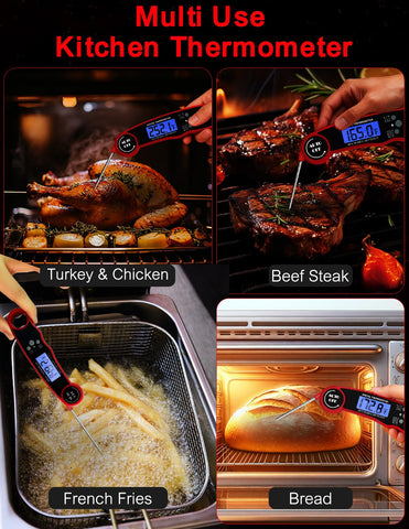Olwaiy meat thermometer digital-readout helps monitor temps quickly.