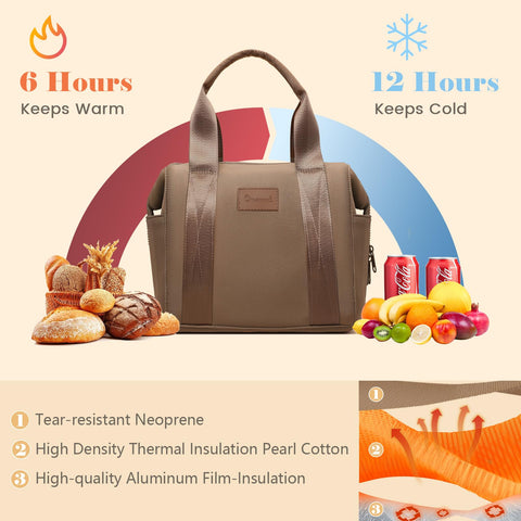 Omanmoli brown lunch bag available in color options for versatile styling.