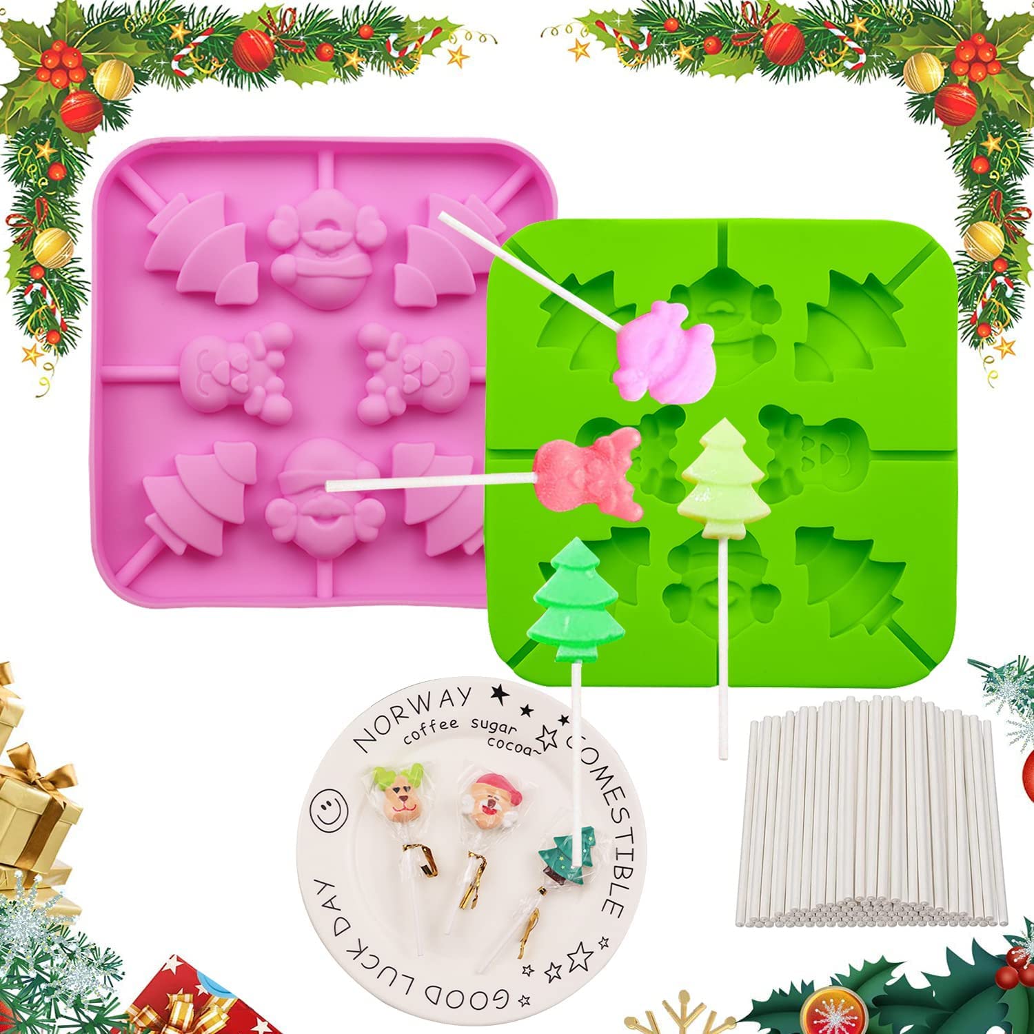 OMDBAGD Christmas candy mold elk for easy at-home lollipops.