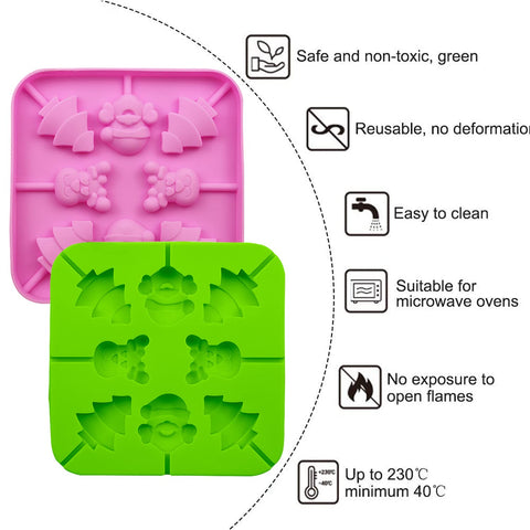 OMDBAGD Christmas tree mold creates chocolate toppers and candy shapes.