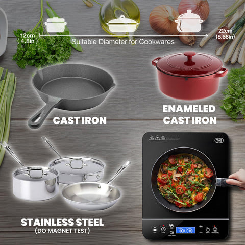 OMEO LCD sensor touch controls for precise temperature and timer adjustment.