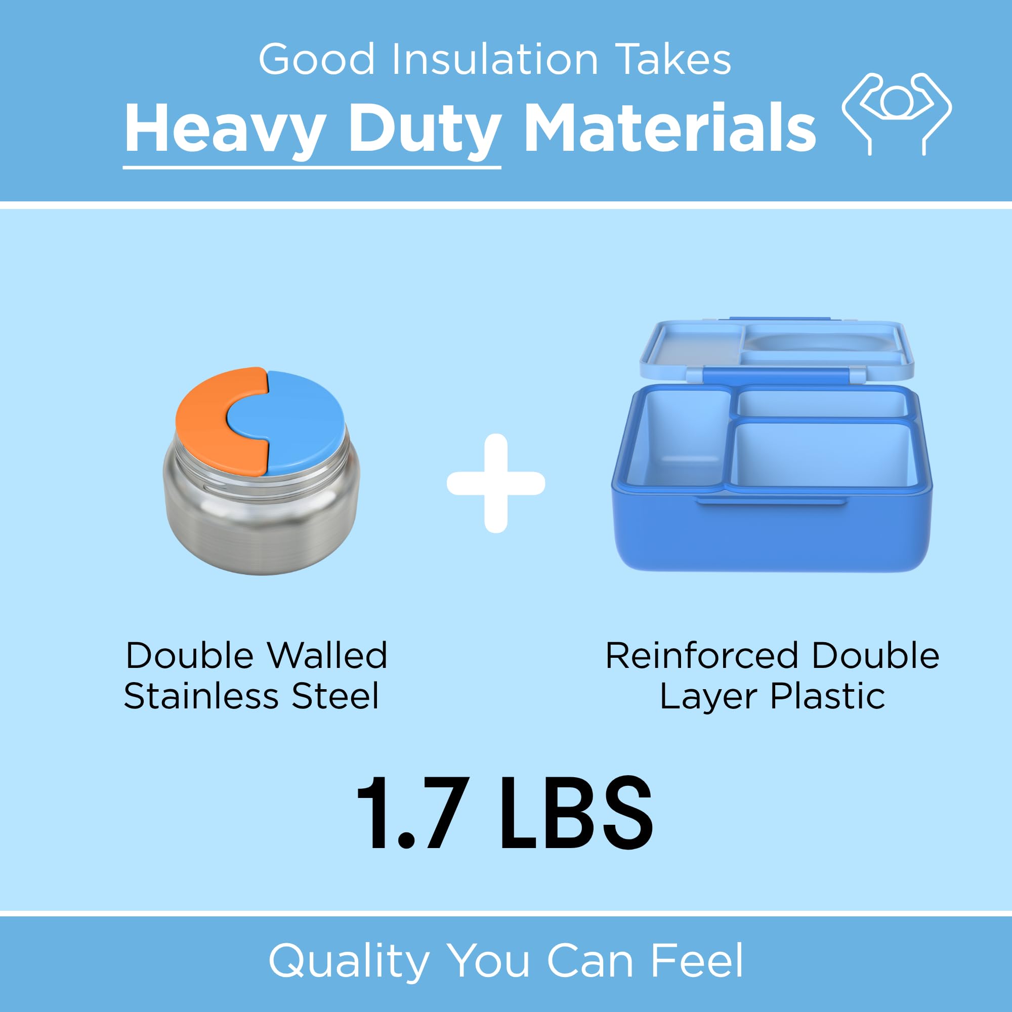 OmieBox Blue Sky durable lunchbox withstands daily kid use and lasts.