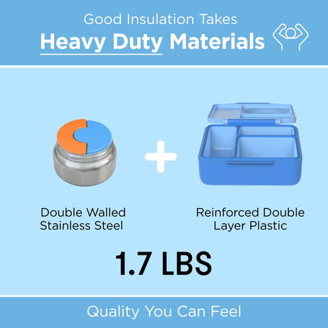 OmieBox Blue Sky durable lunchbox withstands daily kid use and lasts.