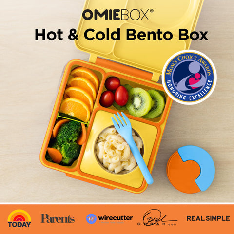 OmieBox insulated jar maintains warm entrées for school lunches.