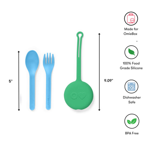 OmieBox mint green pod with front slit for quick lift-out.