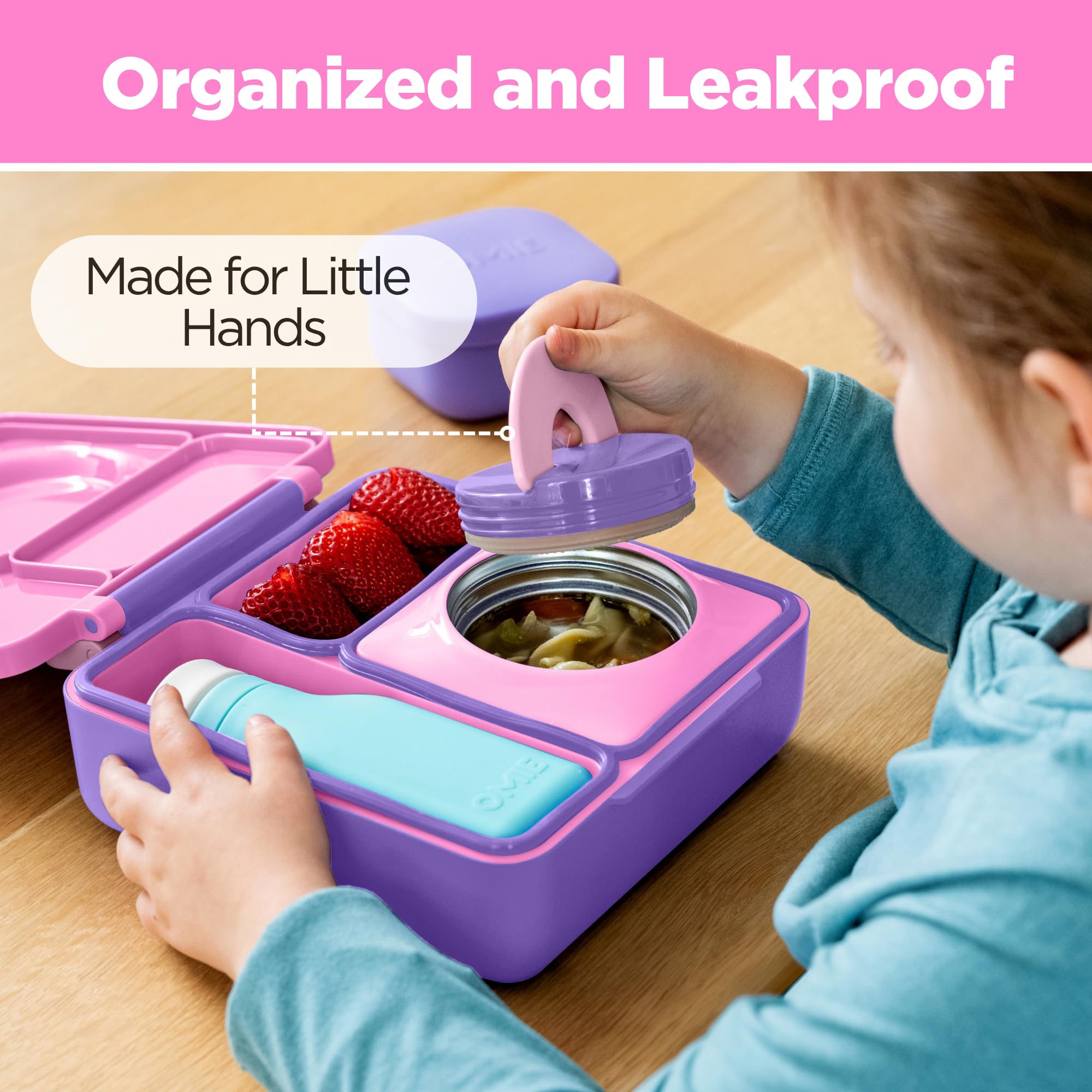 OmieBox leak-proof seals help prevent spills in backpacks.
