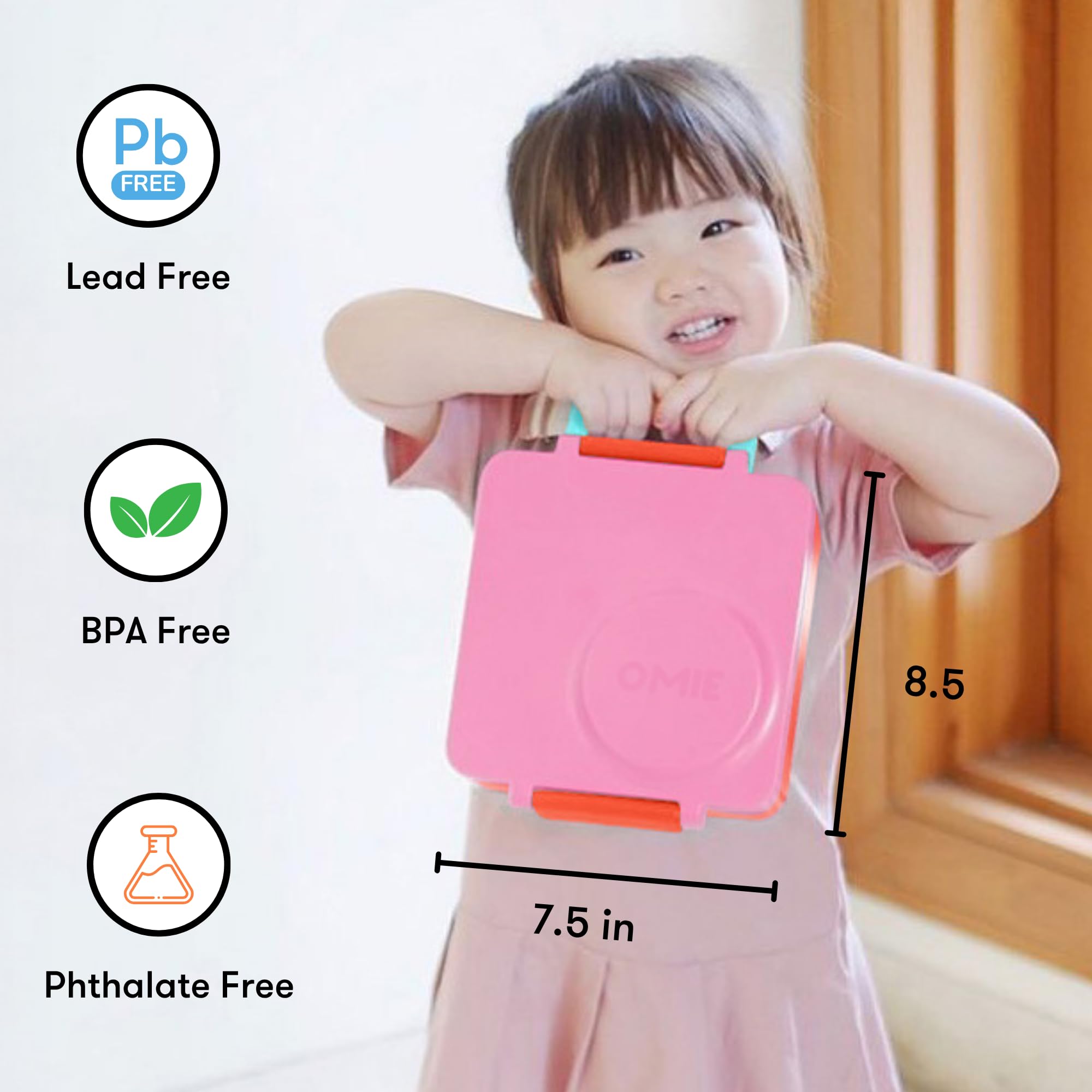 OmieBox Pink Berry easy-clean design for quick washing after meals