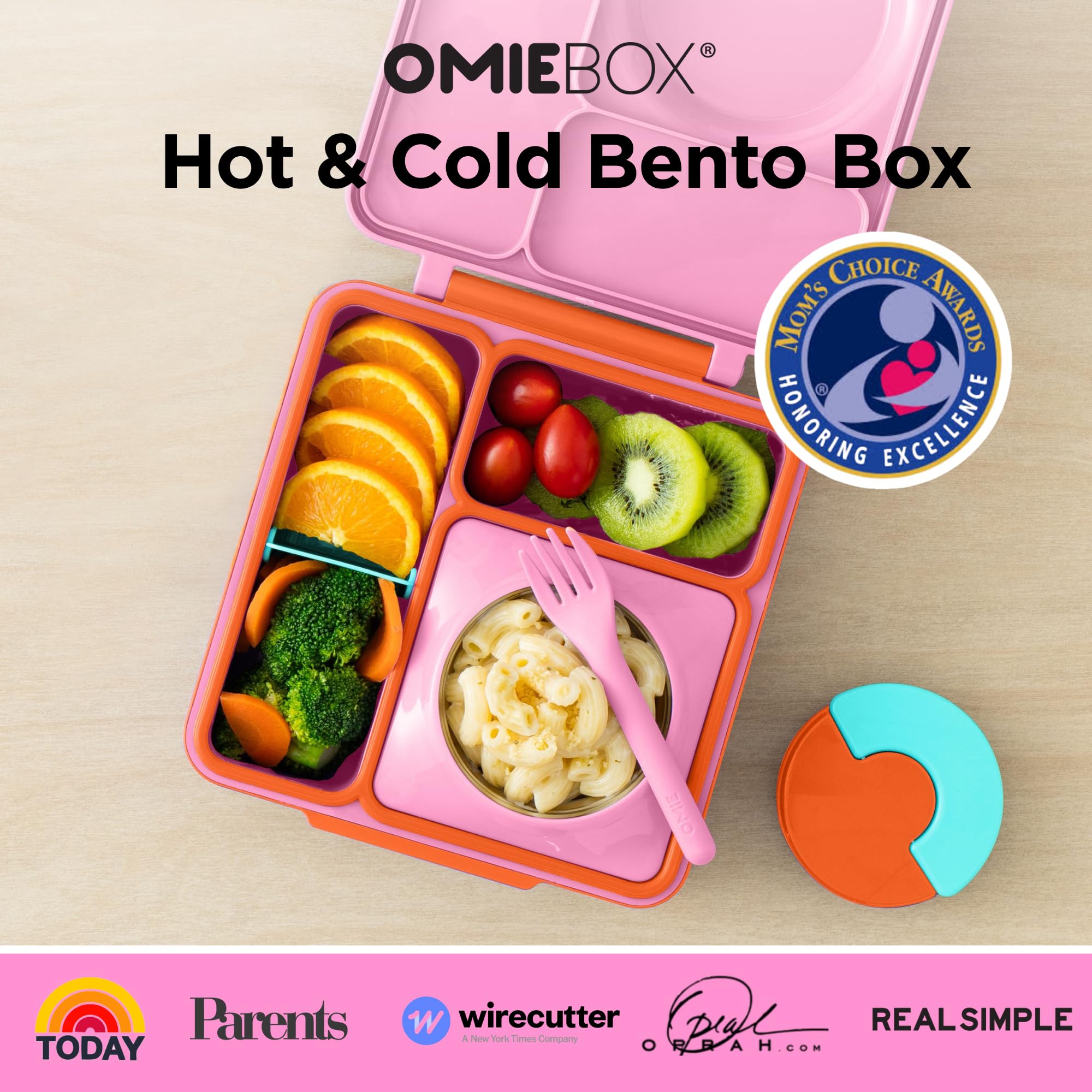 OmieBox Pink Berry insulated jar keeps hot foods warm for longer
