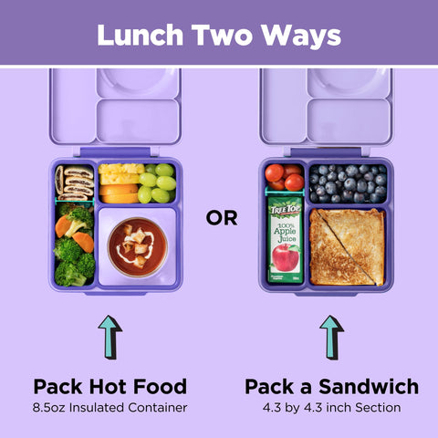 Three-compartment layout enabling hot and cold foods together