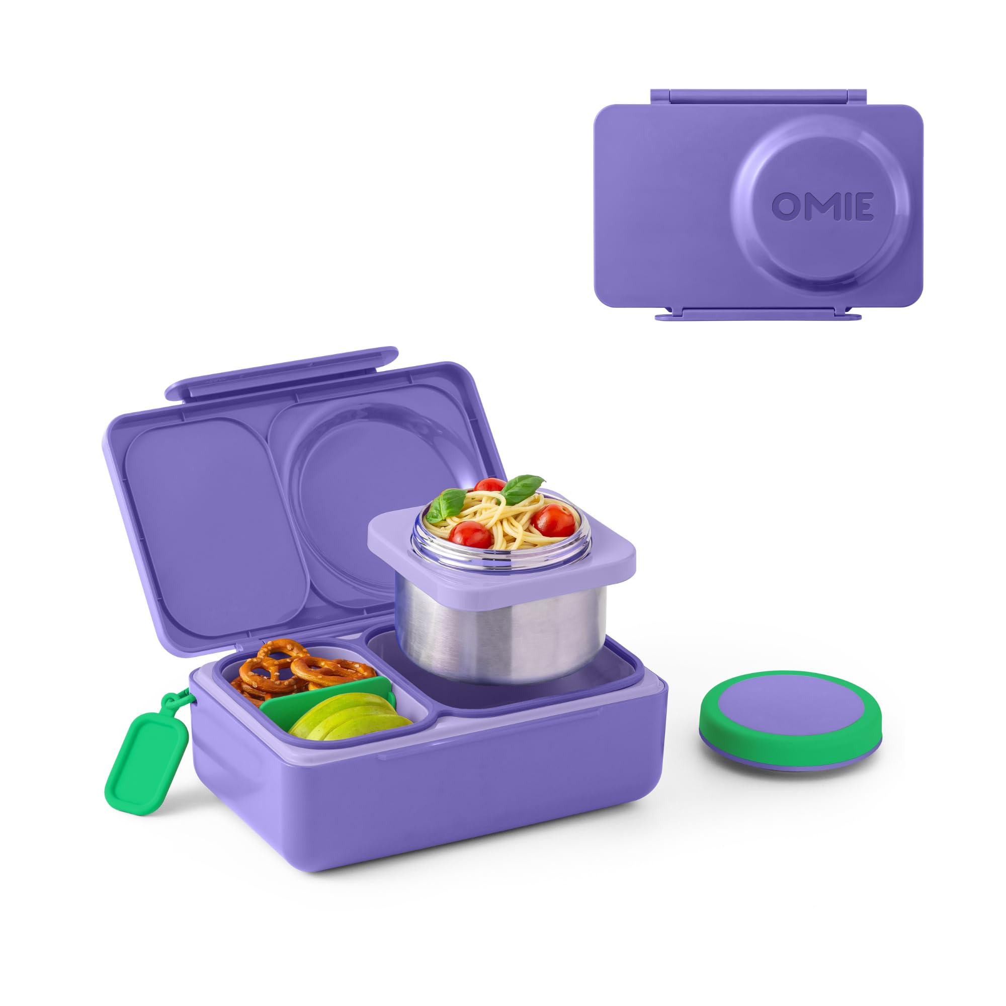 OmieBox UP Galaxy Purple, closed, ideal for on-the-go kids' lunches.