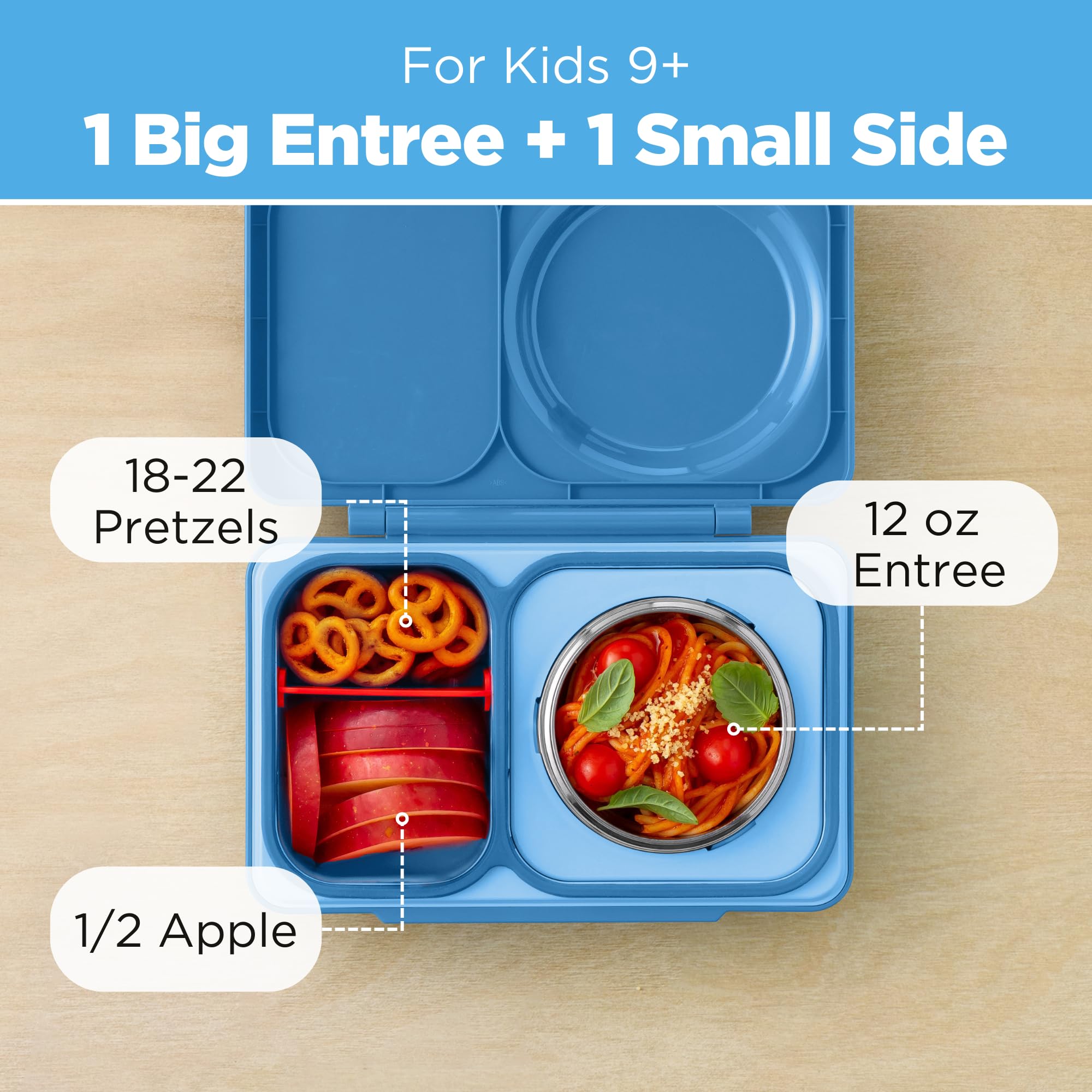 OmieBox UP removable ice pack keeps lunch cool.