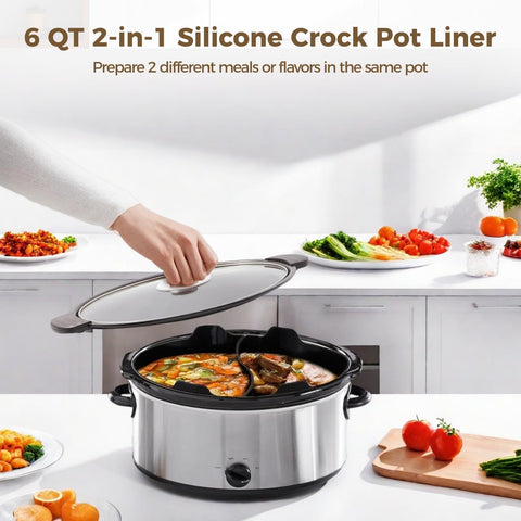 OMISTAR silicone crock pot liner in oval shape for even heating.