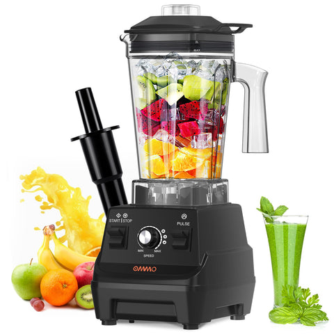 OMMO Blender 1800W motor powers quick blends for smoothies and shakes.
