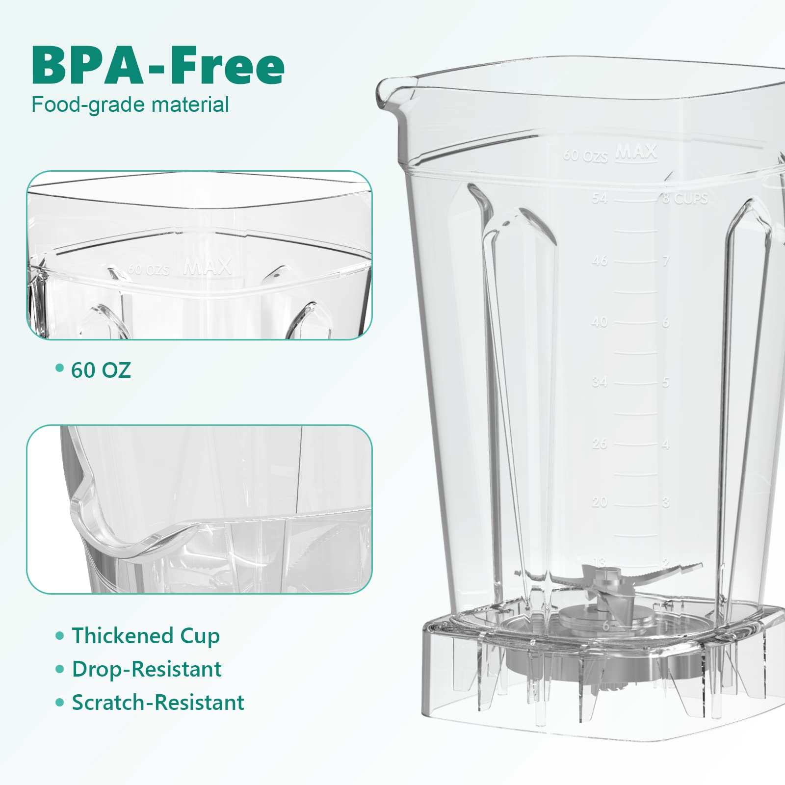 OMMO Blender dishwasher-safe lid for easy pouring and cleanup