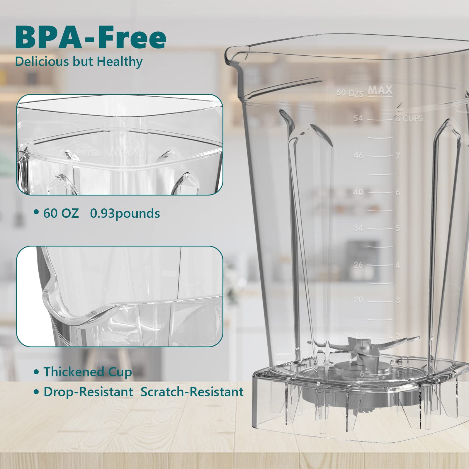 OMMO Blender lid with handle for easy pouring and spill-free use.