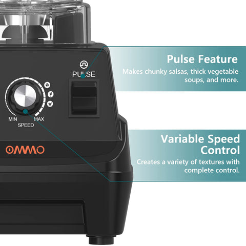OMMO Blender variable speed and pulse enable precise texture control.