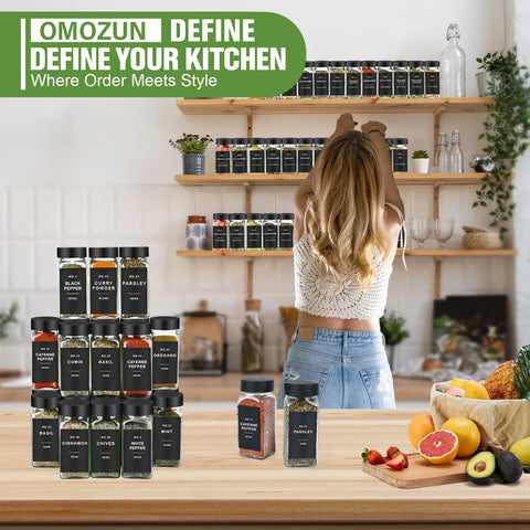 Clear glass OMOZUN jars for easy spice identification and durability