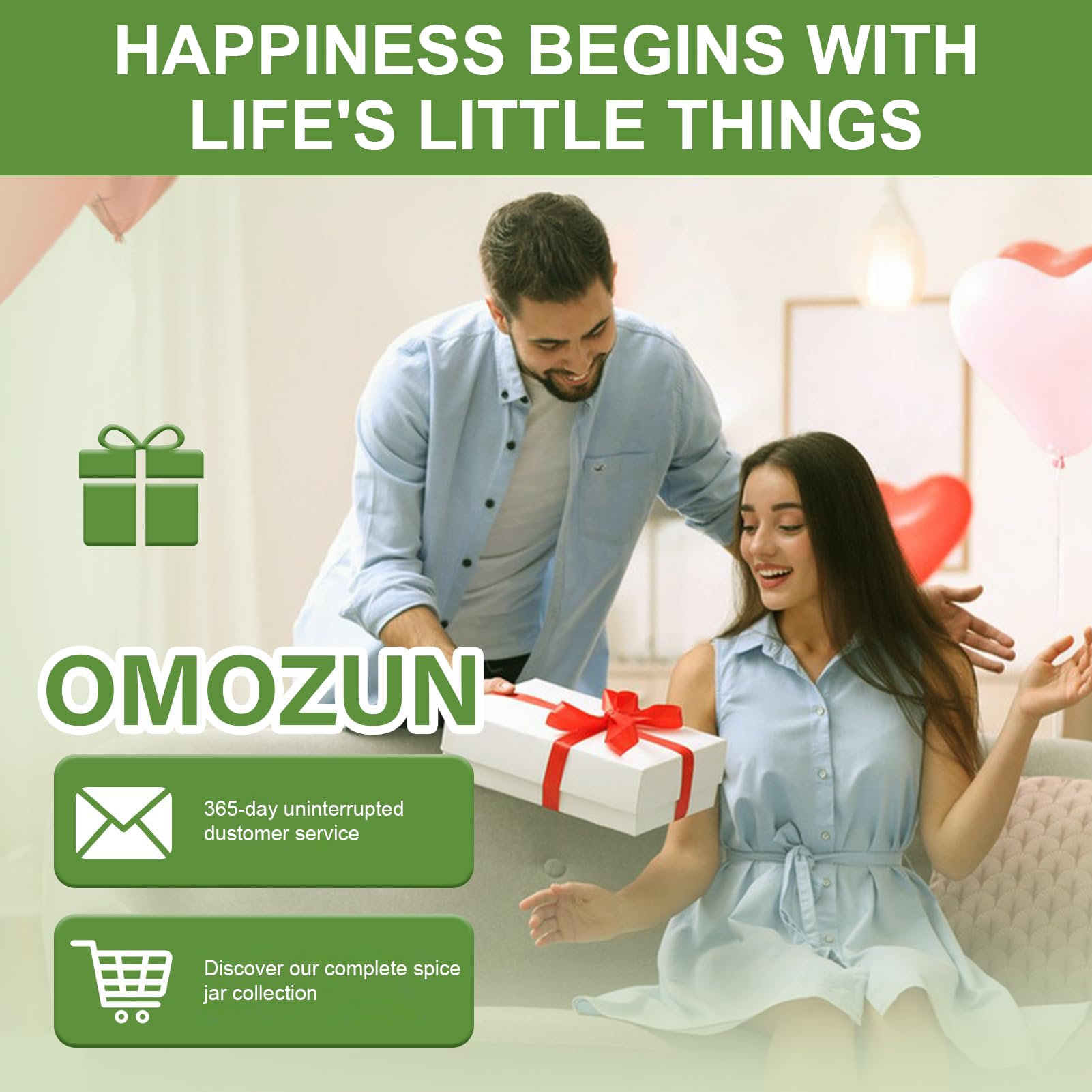 Space-saving OMOZUN spice organizer fit for drawers and cabinets