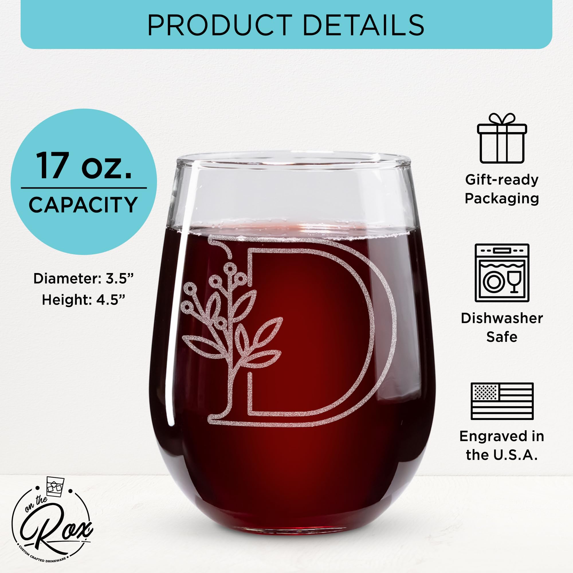 On The Rox Drinks 17oz stemless wine glass for comfortable everyday use.