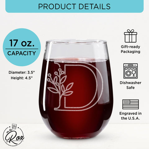 On The Rox Drinks 17oz stemless wine glass for comfortable everyday use.
