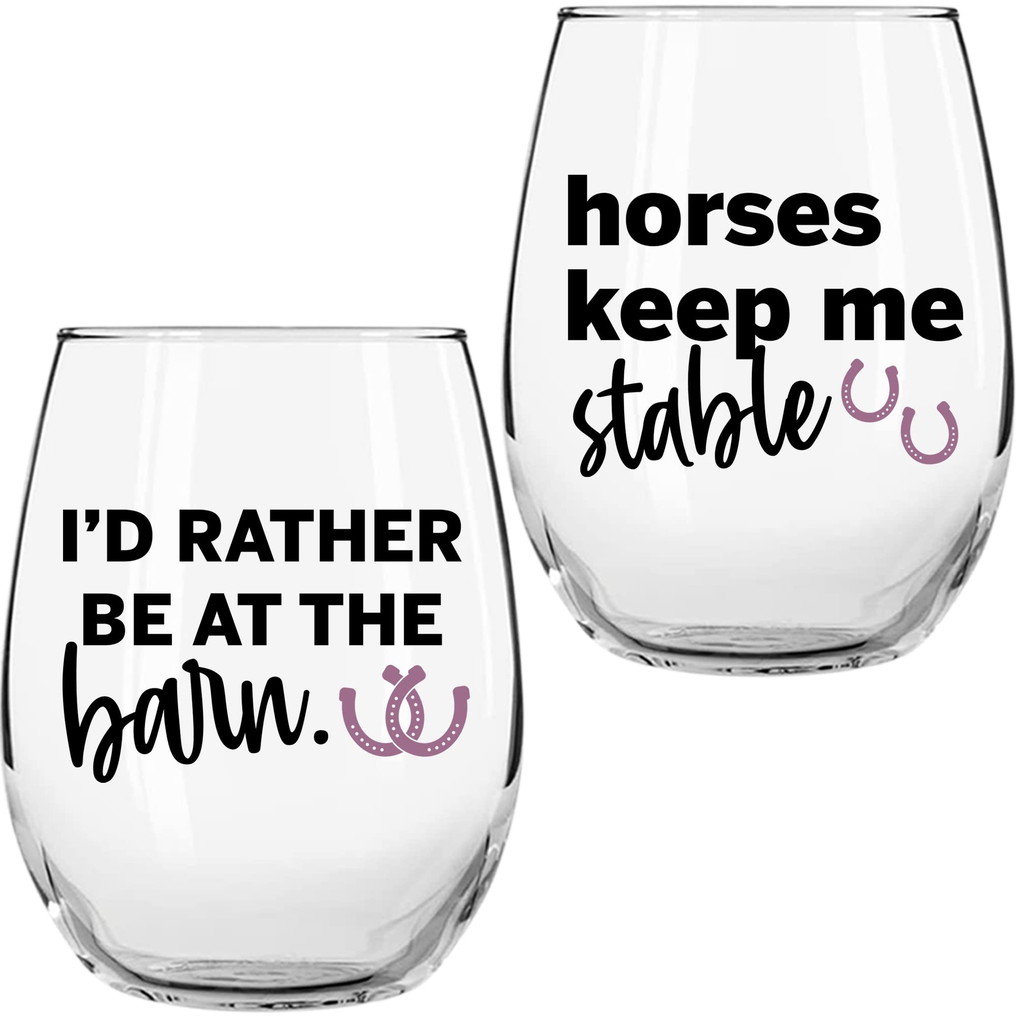 On The Rox Drinks horse glasses with Horses Keep Me Stable design for durable everyday use