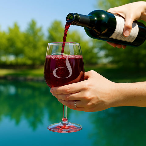 On The Rox Drinks monogram wine glass set suitable for women and entertaining.
