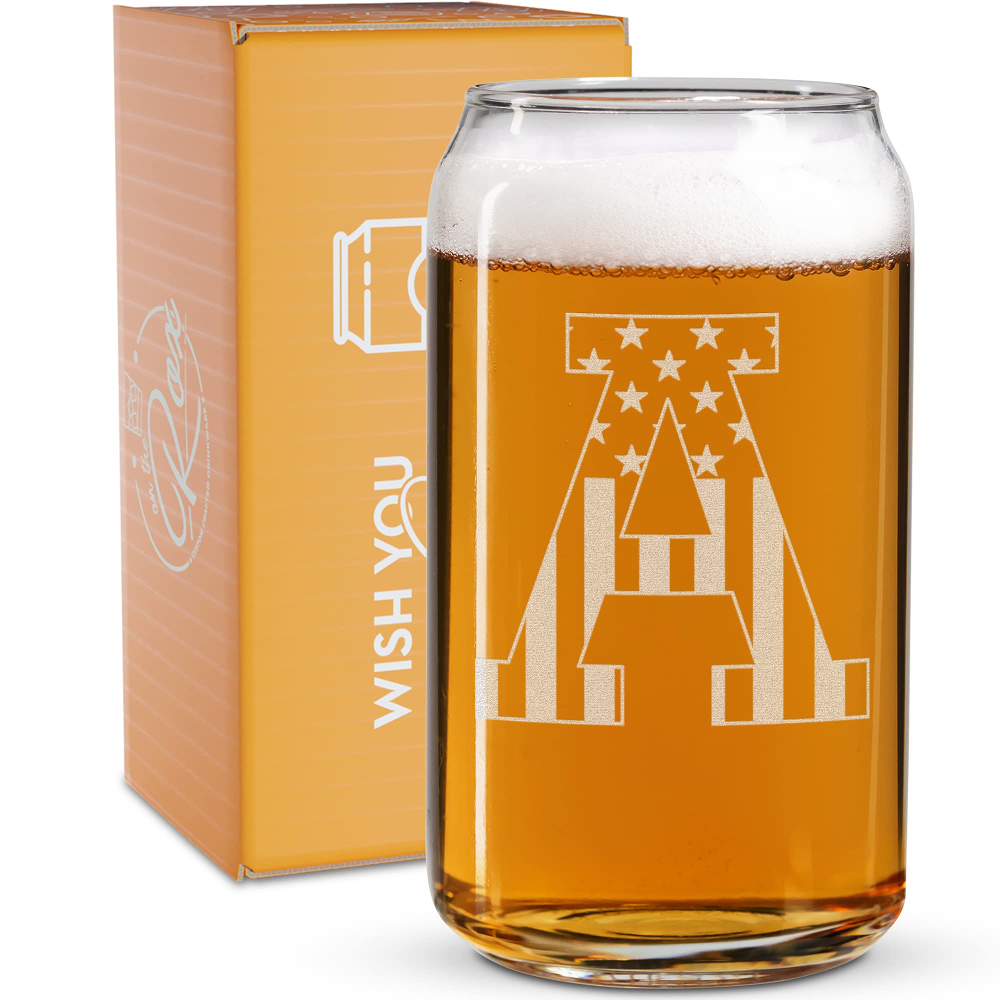 On The Rox monogram beer glass engraving close-up for personalized gift