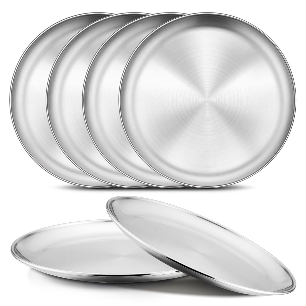 Onader six-piece 7.8-inch stainless steel plates for easy everyday dining