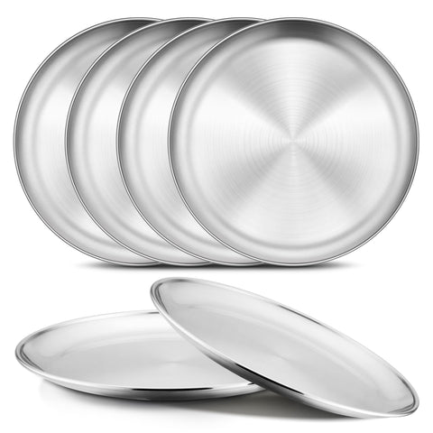 Onader six-piece 7.8-inch stainless steel plates for easy everyday dining