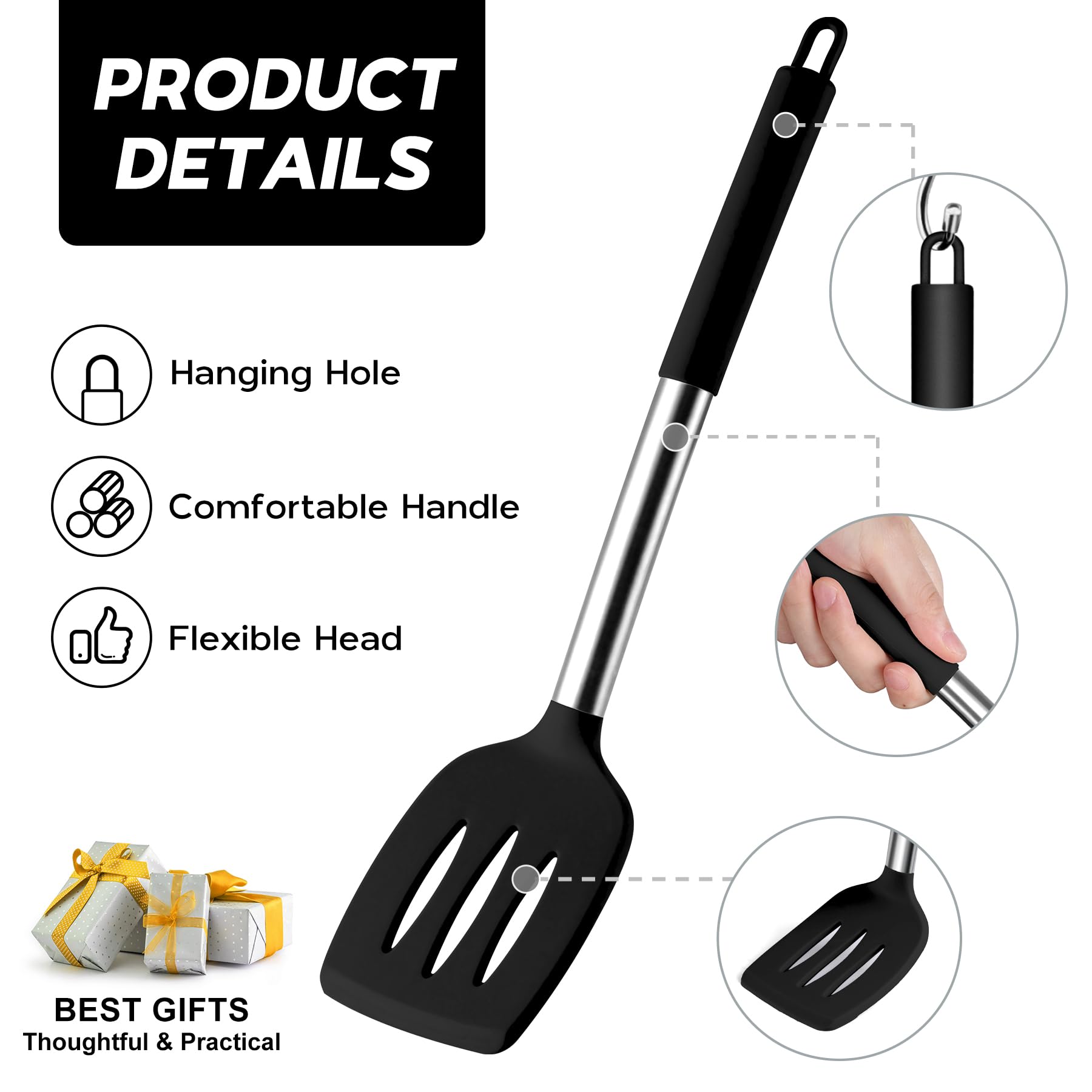 Onader solid turner with heat-resistant handle for sturdy cooking.