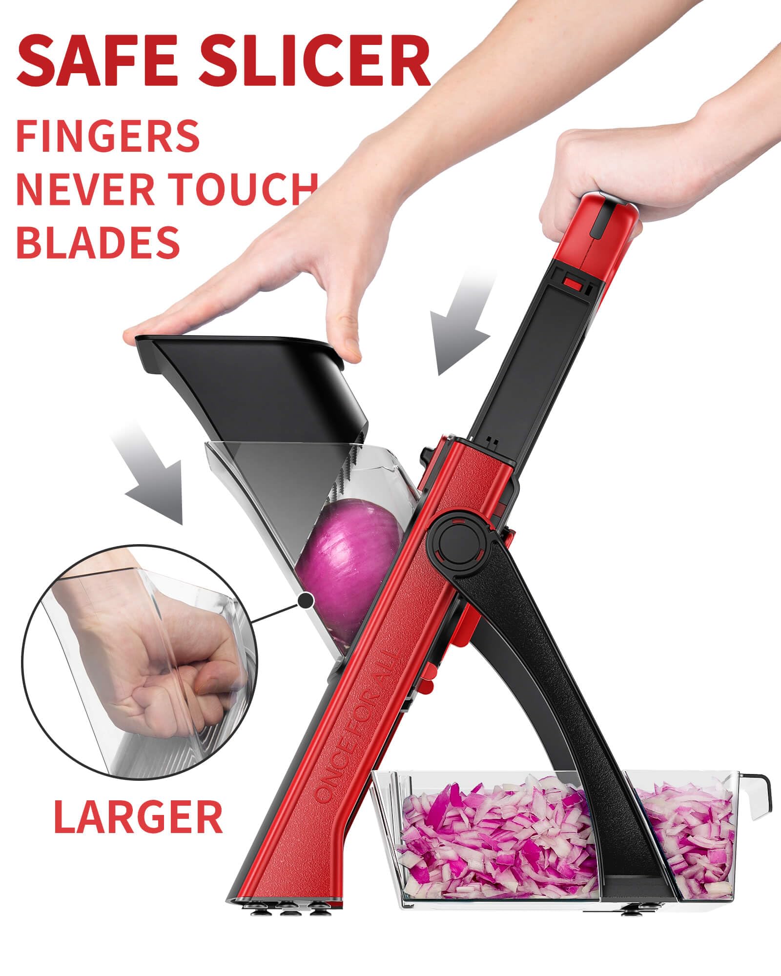 ONCE FOR ALL Safe Mandoline Slicer adjustable thickness 0.1–8mm for precise slices