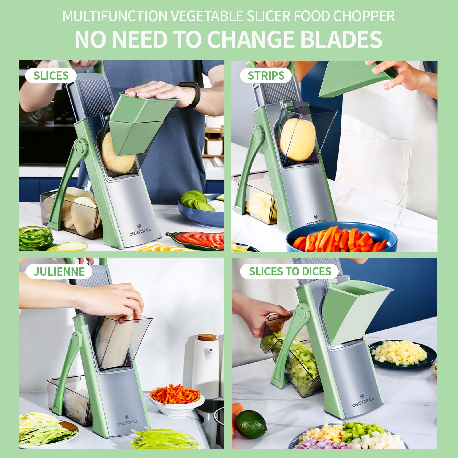 JS03 green slicer cleaning brush included for easy cleanup.