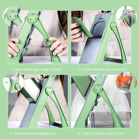 JS03 green slicer collapsible body supports compact storage.