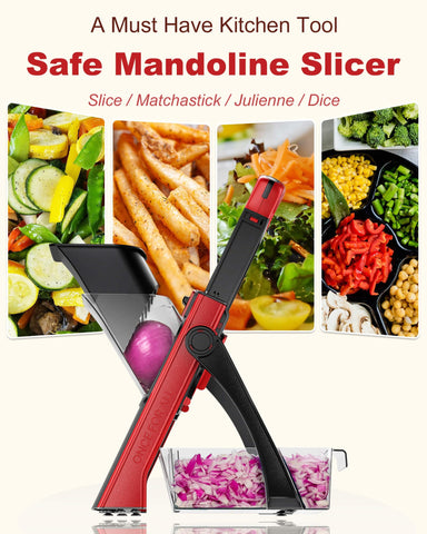 ONCE FOR ALL Safe Mandoline Slicer slicing and dicing option for versatile prep