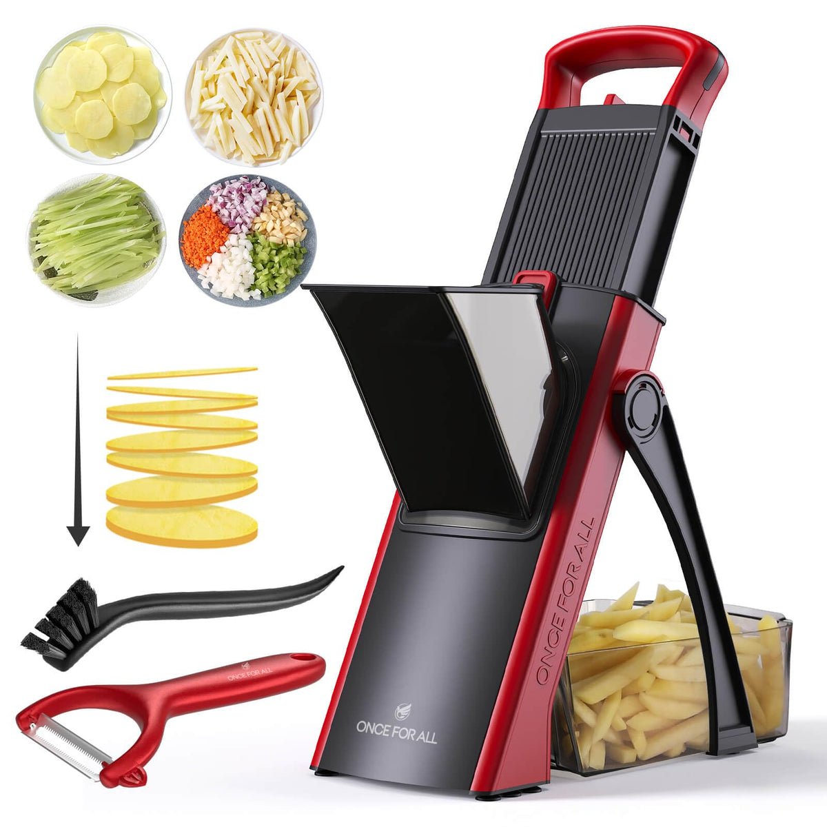 ONCE FOR ALL Safe Mandoline Slicer assembly enables quick, safe setup for weeknight prep