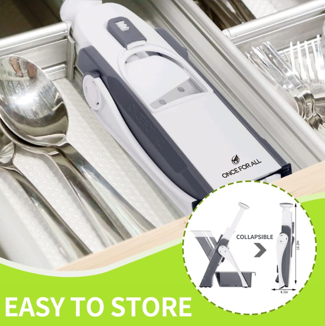 ONCE FOR ALL Safe Mandoline Slicer collapsible design for easy cleaning.