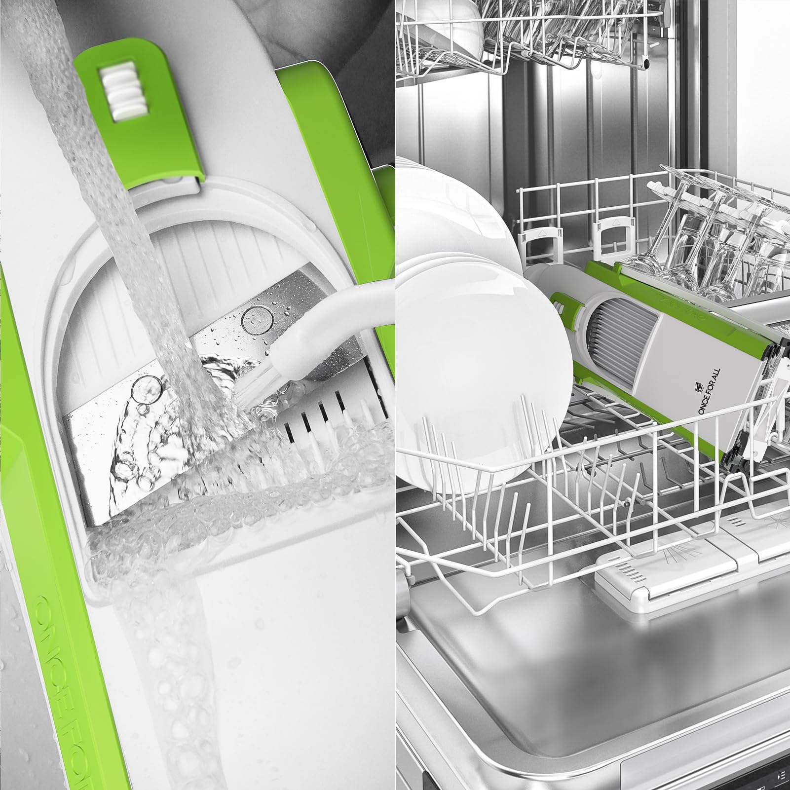 ONCE FOR ALL Safe Mandoline Slicer collapsible design enables compact storage.