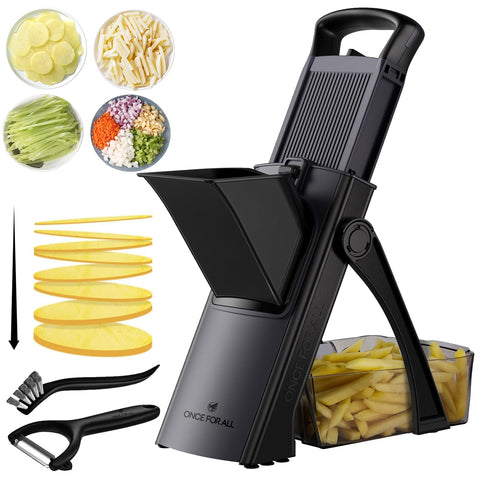 ONCE FOR ALL Safe Mandoline Slicer front view for precise, even slicing.