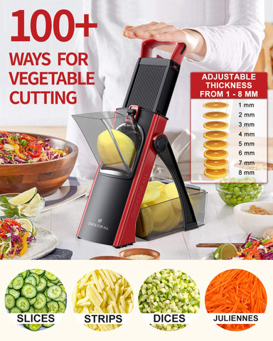 ONCE FOR ALL Safe Mandoline Slicer large capacity holds more ingredients at once
