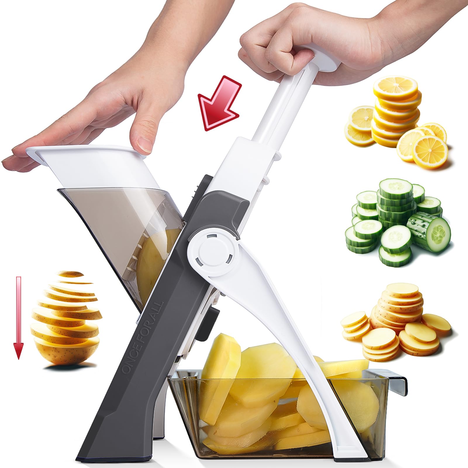ONCE FOR ALL Safe Mandoline Slicer safely designed for confident slicing with clearer control.