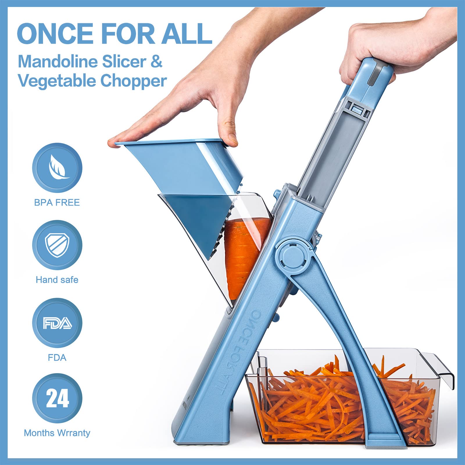 ONCE FOR ALL Upgrade Safe Mandoline Slicer Plus gift-ready packaging for weddings or housewarmings.