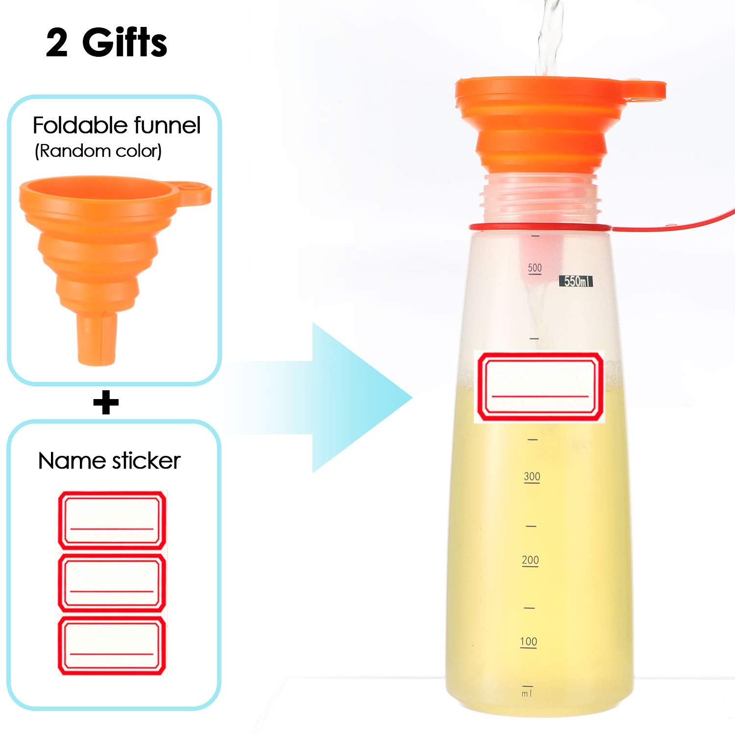 Ondiomn bottle with accessories brush and funnel for easy organization and filling.