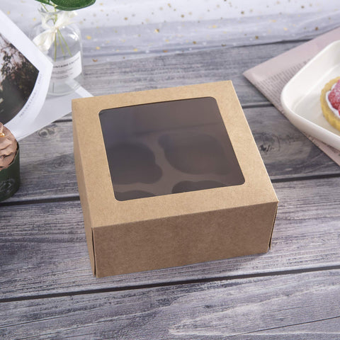 ONE MORE kraft cupcake box in brown kraft material for sturdy bakery packaging.