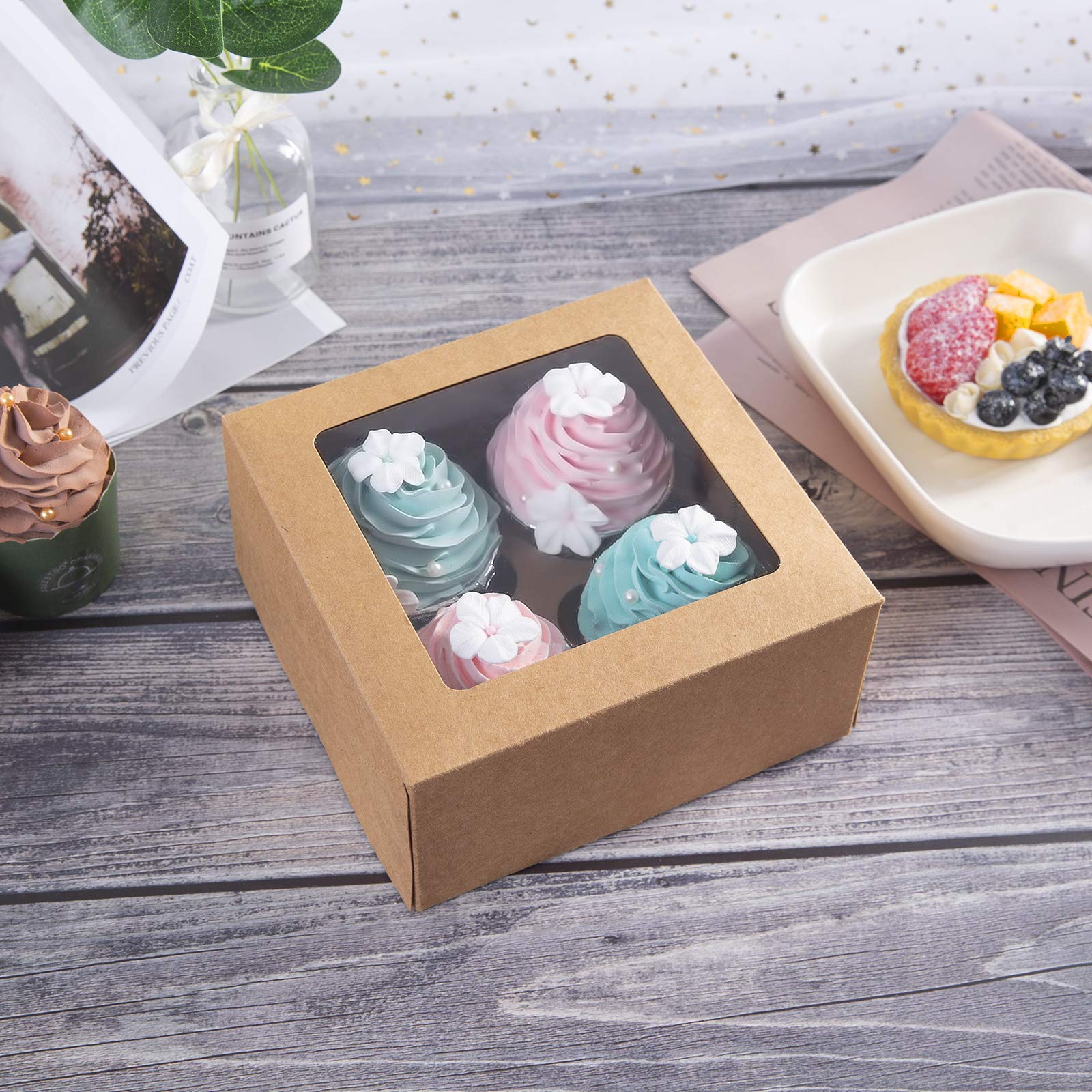ONE MORE kraft cupcake box with removable inserts adapts for pastries and cookies.