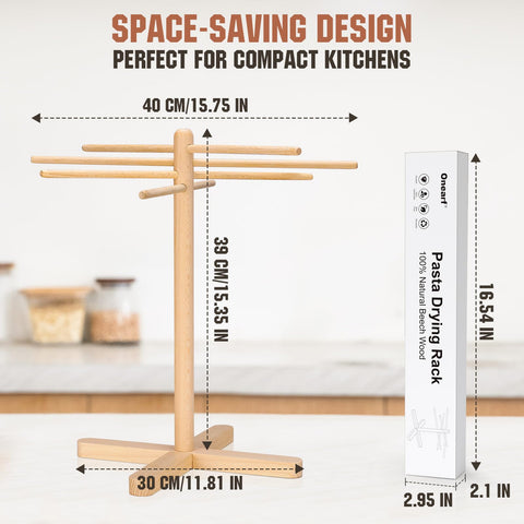 ONEARF beechwood rack features detachable parts for quick, thorough cleaning.