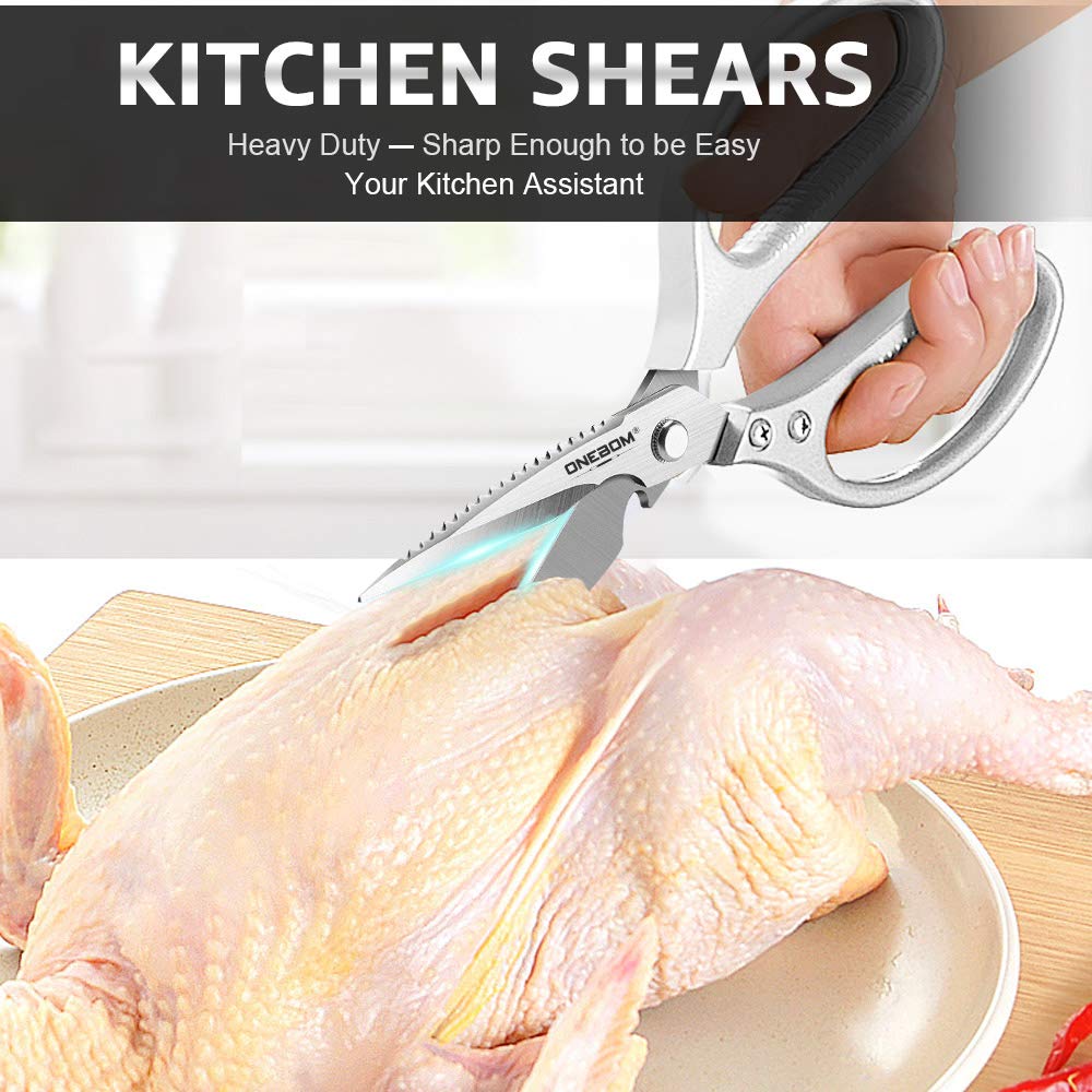 OneBom 2-pack in action while spatchcocking a chicken.
