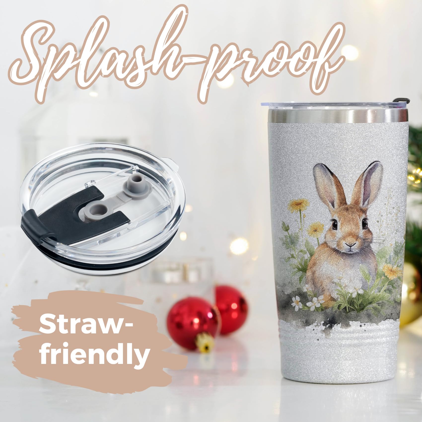 Onebttl Glitter Tumbler close-up: sparkling embellishments add charm and durability.